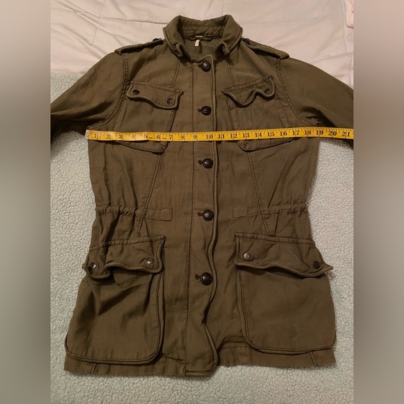 Olive Green Military Style Free People Utility Jacket - Picture 6 of 9